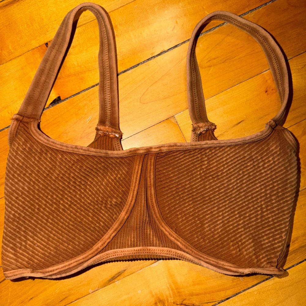 Free People Brown Ribbed Bralette